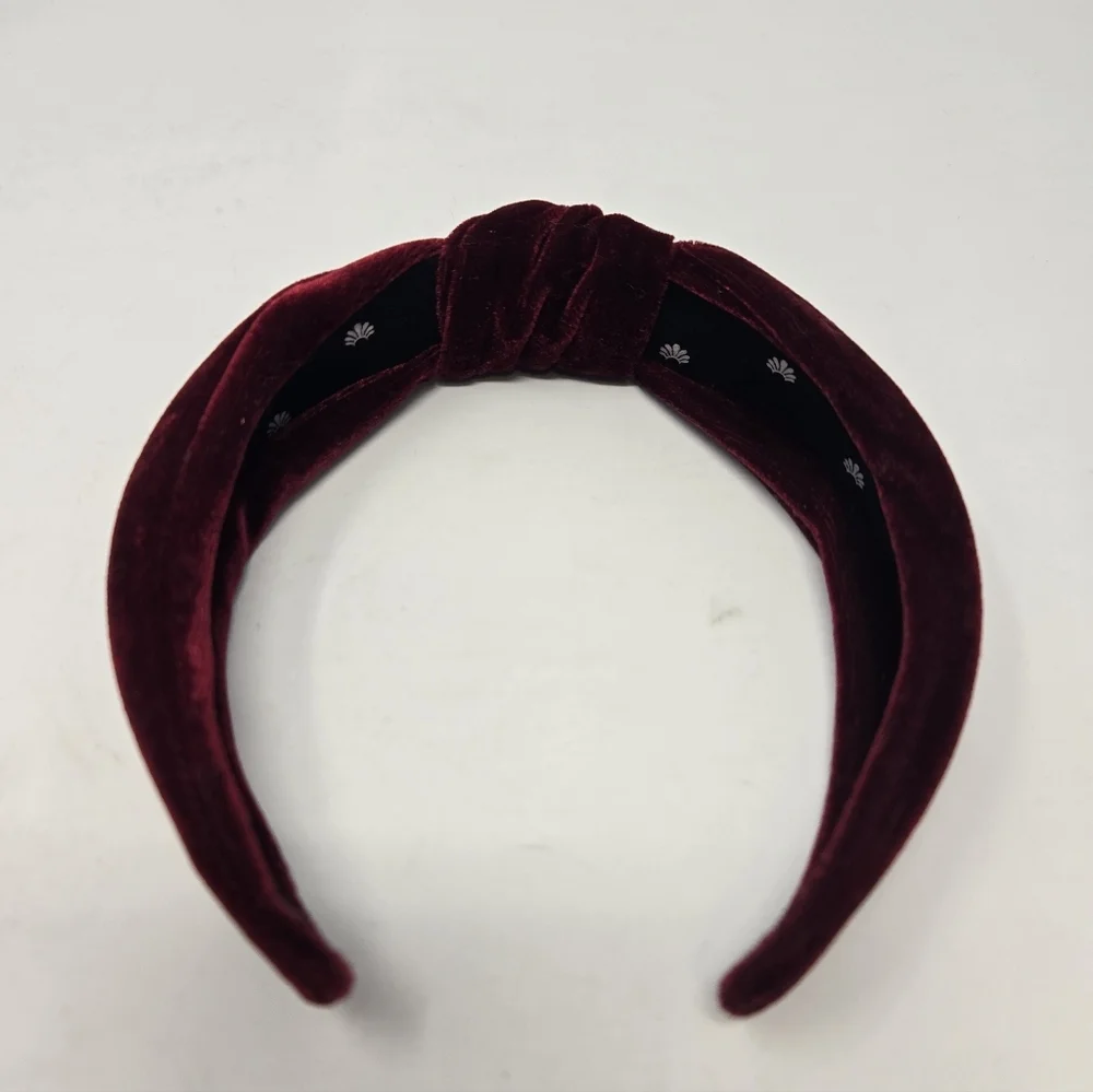 LELE SADOUGHI MAROON OXBLOOD VELVET HEADBAND TOP KNOT HAIR ACCESSORY WOMEN OS